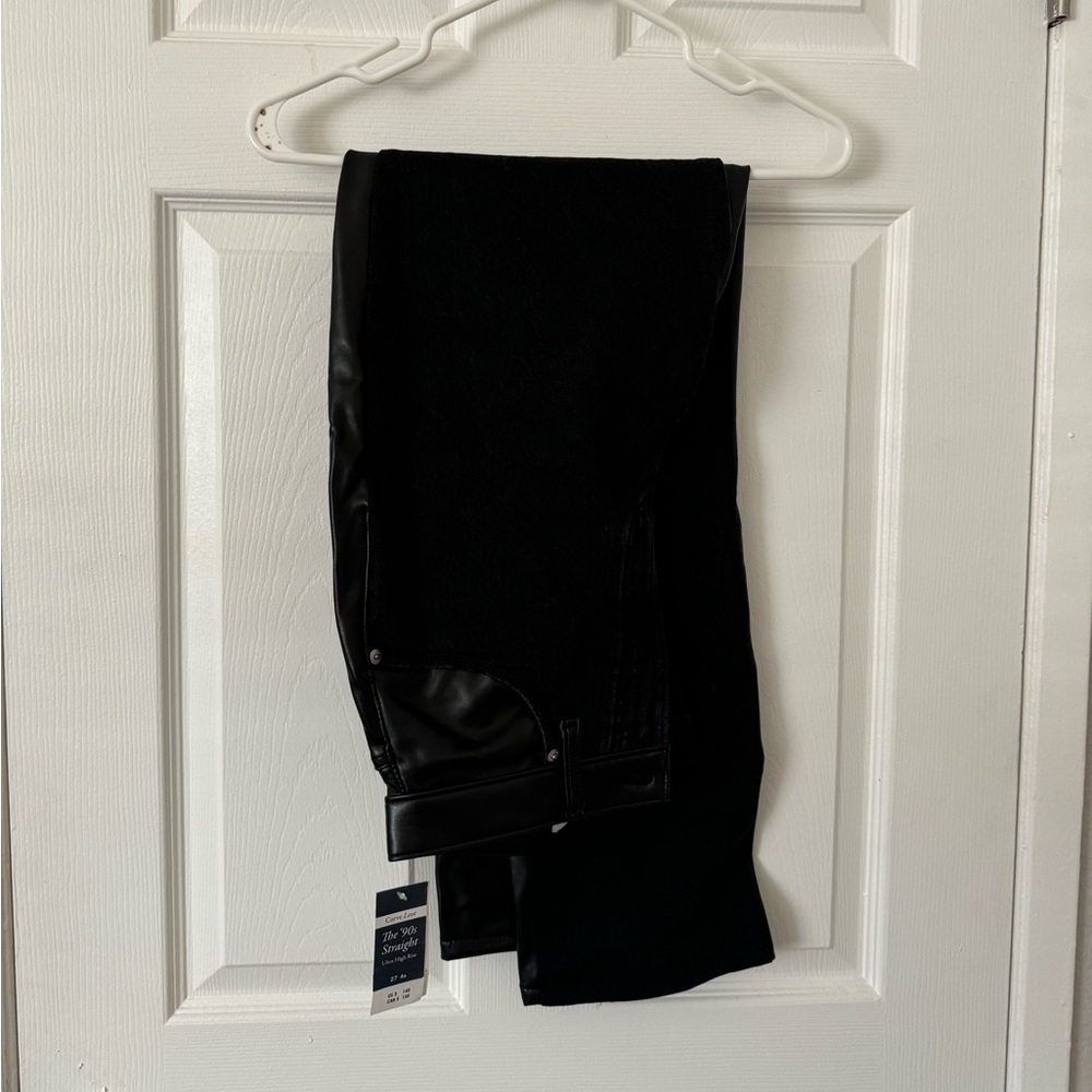 Abercrombie & Fitch Black Jeans 90’s Straight Ultra High Rise Faux Leather